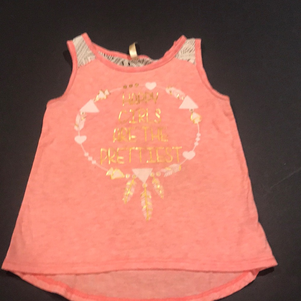 Girls Pink Lace Tank Top
